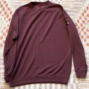 Alo Yoga Micro Waffle Relaxation Pullover Top - Cherry Cola - Size Medium